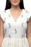 S & V Designs_Off White Dobby Cotton Layered Midi Dress_at_Aza_Fashions