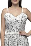 S & V Designs_Off White Dobby Cotton Embroidered Midi Dress_at_Aza_Fashions