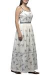S & V Designs_Off White Dobby Cotton Round Embroidered Maxi Dress _Online_at_Aza_Fashions