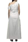 Shop_S & V Designs_Off White Dobby Cotton Asymmetric Embroidered One Shoulder Dress _at_Aza_Fashions