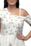 S & V Designs_Off White Dobby Cotton Asymmetric Embroidered One Shoulder Dress _at_Aza_Fashions