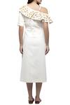Shop_S & V Designs_Off White Dobby Cotton One Shoulder Midi Dress_at_Aza_Fashions