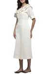 Shop_S & V Designs_Off White Dobby Cotton One Shoulder Midi Dress_Online_at_Aza_Fashions