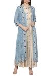 Soup By Sougat Paul_Beige Cotton Silk Shirt Collar Printed Jacket With Maxi Dress _Online_at_Aza_Fashions