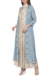 Buy_Soup By Sougat Paul_Beige Cotton Silk Shirt Collar Printed Jacket With Maxi Dress _Online_at_Aza_Fashions