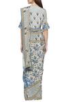 Shop_Soup By Sougat Paul_Blue Crepe Round Printed Pre-draped Saree Set _at_Aza_Fashions