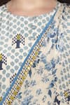 Shop_Soup By Sougat Paul_Blue Crepe Round Printed Pre-draped Saree Set _Online_at_Aza_Fashions
