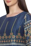 Buy_Soup By Sougat Paul_Blue Chanderi Round Printed Dress _Online_at_Aza_Fashions