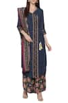 Buy_Soup by Sougat Paul_Black Muslin Slub V Neck Printed Kurta Palazzo Set _Online_at_Aza_Fashions