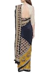 Shop_Soup by Sougat Paul_Beige Crepe Printed Geometric Round Neck Pre-draped Saree With Blouse _at_Aza_Fashions