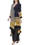 Soup by Sougat Paul_Beige Crepe V Neck Printed Kurta Palazzo Set _Online_at_Aza_Fashions