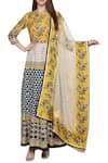 Soup by Sougat Paul_Beige Malasiyan Silk Round Printed Anarkali With Dupatta _Online_at_Aza_Fashions