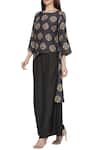 Buy_Soup by Sougat Paul_Beige Muslin Slub Round Printed Top Palazzo Set _Online_at_Aza_Fashions