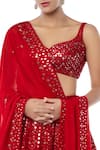 Tamanna Punjabi Kapoor_Red Georgette Decolletage Embroidered Bridal Lehenga Set  _at_Aza_Fashions