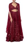 Buy_Tamanna Punjabi Kapoor_Maroon Georgette V Neck Embroidered Sharara With Cape Set  _at_Aza_Fashions