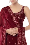 Tamanna Punjabi Kapoor_Maroon Georgette Round Embroidered Kurta Sharara Set _at_Aza_Fashions