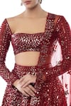 Tamanna Punjabi Kapoor_Maroon Net Sweetheart Neck Embroidered Bridal Lehenga Set _at_Aza_Fashions