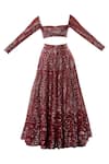 Shop_Tamanna Punjabi Kapoor_Maroon Net Sweetheart Neck Embroidered Bridal Lehenga Set _Online_at_Aza_Fashions