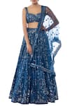 Tamanna Punjabi Kapoor_Blue Net Sweetheart Neck Embroidered Bridal Lehenga Set  _Online_at_Aza_Fashions