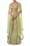 Buy_Tamanna Punjabi Kapoor_Green Georgette Sweetheart Neck Embroidered Sharara With Cape Set  _at_Aza_Fashions