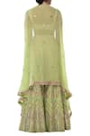 Shop_Tamanna Punjabi Kapoor_Green Georgette Embroidered Sharara With Cape Set_at_Aza_Fashions