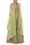 Tamanna Punjabi Kapoor_Green Georgette Sweetheart Neck Embroidered Sharara With Cape Set  _Online_at_Aza_Fashions