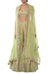 Buy_Tamanna Punjabi Kapoor_Green Georgette Embroidered Sharara With Cape Set_Online_at_Aza_Fashions