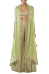 Shop_Tamanna Punjabi Kapoor_Green Georgette Embroidered Sharara With Cape Set_Online_at_Aza_Fashions