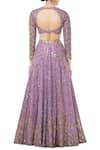 Shop_Tamanna Punjabi Kapoor_Purple Georgette V Neck Embroidered Bridal Lehenga Set _at_Aza_Fashions