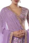 Tamanna Punjabi Kapoor_Purple Georgette V Neck Embroidered Bridal Lehenga Set _at_Aza_Fashions