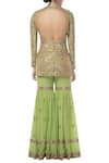 Shop_Tamanna Punjabi Kapoor_Green Georgette Sweetheart Neck Embroidered Kurta Sharara Set _at_Aza_Fashions