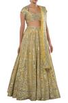 Buy_Tamanna Punjabi Kapoor_Yellow Chanderi Silk Pentagon Embellished Bridal Lehenga Set _Online_at_Aza_Fashions