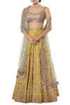 Buy_Tamanna Punjabi Kapoor_Yellow Chanderi Silk Square Neck Embroidered Bridal Lehenga Set  _at_Aza_Fashions