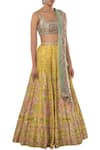 Tamanna Punjabi Kapoor_Yellow Chanderi Silk Square Neck Embroidered Bridal Lehenga Set  _Online_at_Aza_Fashions