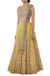 Buy_Tamanna Punjabi Kapoor_Yellow Chanderi Silk Square Neck Embroidered Bridal Lehenga Set  _Online_at_Aza_Fashions