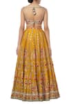 Shop_Tamanna Punjabi Kapoor_Yellow Net, Chanderi Silk Sweetheart Neck Embroidered Bridal Lehenga Set _at_Aza_Fashions