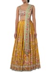 Buy_Tamanna Punjabi Kapoor_Yellow Net, Chanderi Silk Sweetheart Neck Embroidered Bridal Lehenga Set _Online_at_Aza_Fashions