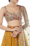 Tamanna Punjabi Kapoor_Yellow Net, Chanderi Silk Sweetheart Neck Embroidered Bridal Lehenga Set _at_Aza_Fashions