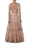 Tamanna Punjabi Kapoor_Pink Net, Chanderi Silk V Neck Embroidered Bridal Lehenga Set _Online_at_Aza_Fashions