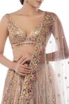 Tamanna Punjabi Kapoor_Pink Net, Chanderi Silk V Neck Embroidered Bridal Lehenga Set _at_Aza_Fashions