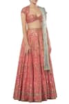 Tamanna Punjabi Kapoor_Coral Raw Silk Pentagon Embroidered Bridal Lehenga Set  _Online_at_Aza_Fashions