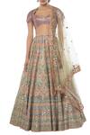Buy_Tamanna Punjabi Kapoor_Purple Chanderi Silk Pentagon Embroidered Bridal Lehenga Set  _at_Aza_Fashions