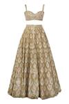 Shop_Tamanna Punjabi Kapoor_Off White Net, Chanderi Silk Sweetheart Neck Embellished Bridal Lehenga Set_Online_at_Aza_Fashions