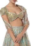 Tamanna Punjabi Kapoor_Blue Raw Silk, Net Pentagon Embroidered Bridal Lehenga Set _at_Aza_Fashions