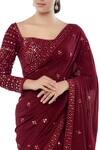 Shop Tamanna Punjabi Kapoor Maroon Georgette Square Neck Embellished Saree Set Online at Aza Fashions Shop_Tamanna Punjabi Kapoor_Maroon Georgette Square Neck Embellished Saree Set _Online_at_Aza_Fashions