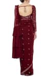 Shop Tamanna Punjabi Kapoor Maroon Georgette Square Neck Embellished Saree Set at Aza Fashions Shop_Tamanna Punjabi Kapoor_Maroon Georgette Square Neck Embellished Saree Set _at_Aza_Fashions