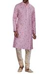 Buy_Nitesh Singh Chauhan_Off White Cotton Silk, Blended Chanderi Kurta Set _at_Aza_Fashions