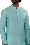Shop_Nitesh Singh Chauhan_Green Cotton Silk, Blended Chanderi Kurta Set _at_Aza_Fashions