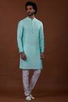 Nitesh Singh Chauhan_Green Cotton Silk, Blended Chanderi Kurta Set _Online_at_Aza_Fashions