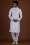 Nitesh Singh Chauhan_Off White Cotton Silk, Blended Chanderi Kurta Set _Online_at_Aza_Fashions
